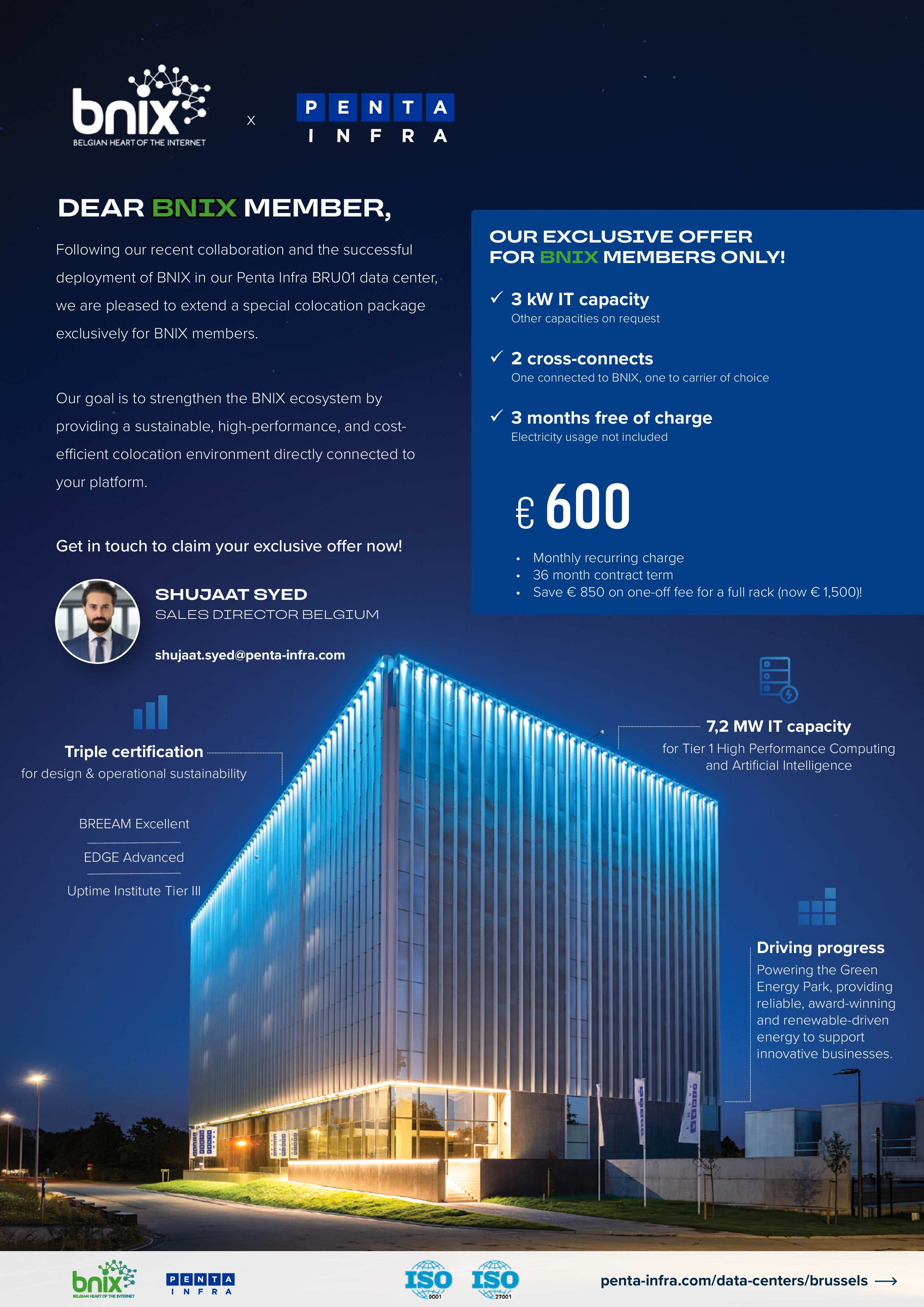 Image data center et détails du welcome package
